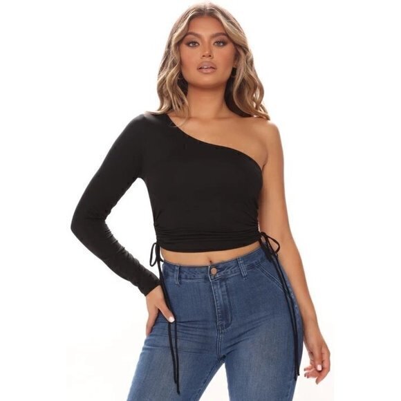 Ambiance Forever And Always One Shoulder Top - Black Size Large RefFNB3 - Picture 1 of 11
